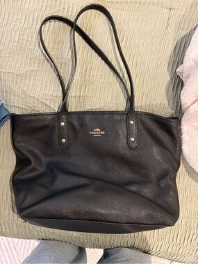 Coach Black Leather Tote Bag